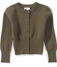 GB Little Girls Ribbed Waist Long Sleeve Cardigan
