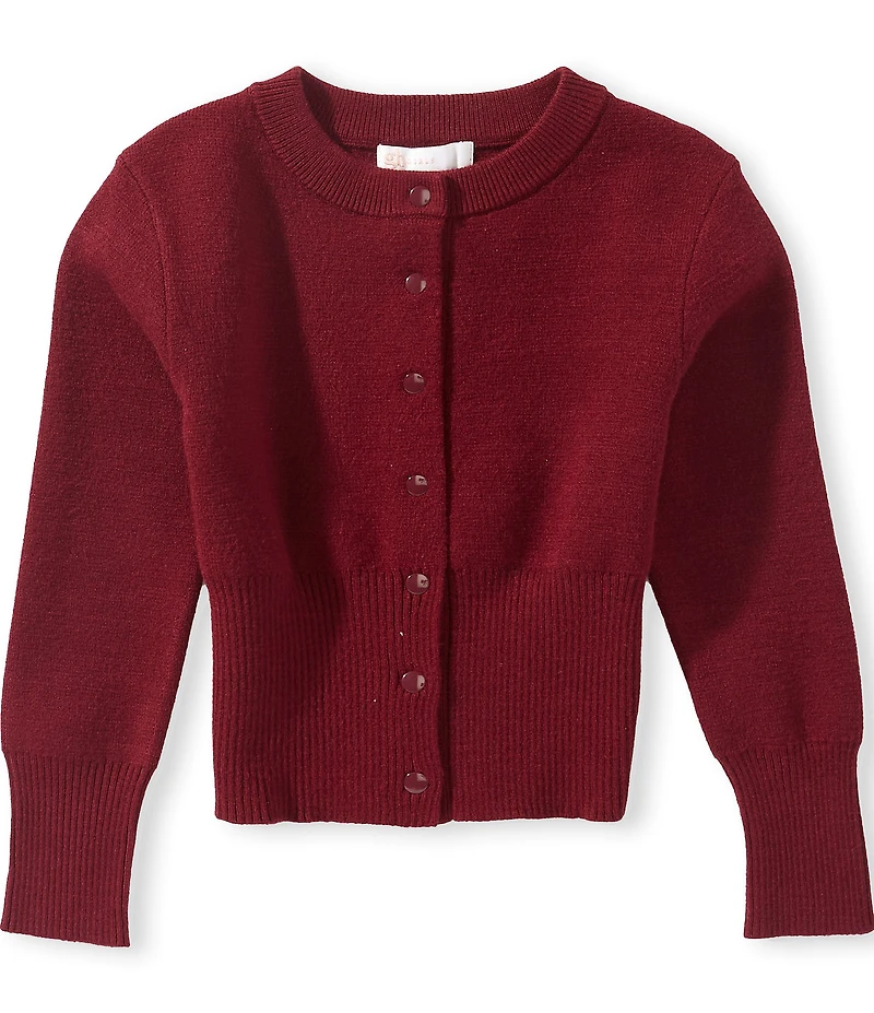 GB Little Girls Ribbed Waist Long Sleeve Cardigan