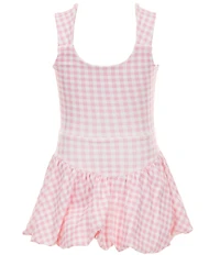 GB Little Girls Scoop Neck Printed Gingham Sunday Bubble Dress
