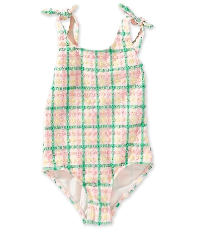 GB Little Girls Scoop Seersucker One Piece Swimsuit