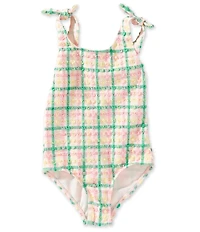 GB Little Girls Scoop Seersucker One Piece Swimsuit