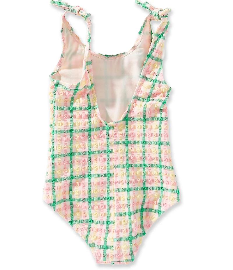 GB Little Girls Scoop Seersucker One Piece Swimsuit