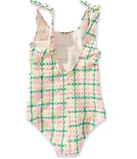 GB Little Girls Scoop Seersucker One Piece Swimsuit