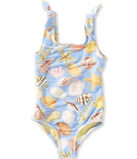 GB Little Girls Shell Print Scoop One Piece Swimsuit