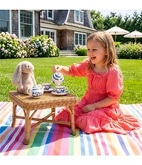 GB Little Girls Short Puff Sleeve Square Neck Crinkle Mini Dress