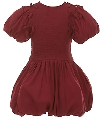GB Little Girls Short Sleeve Bubble Bow Dress