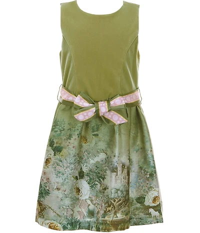 GB Little Girls Sleeveless Fairytale Velvet Belted Mini Dress