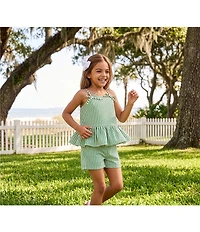GB Little Girls Striped Sleeveless Bow Smocked Top