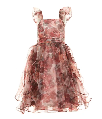 GB Little Girls Social Floral Organza Long Dress