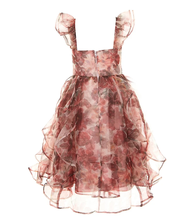 GB Little Girls Social Floral Organza Long Dress