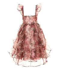 GB Little Girls Social Floral Organza Long Dress
