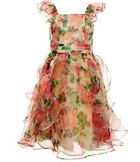 GB Little Girls Social Floral Organza Long Dress