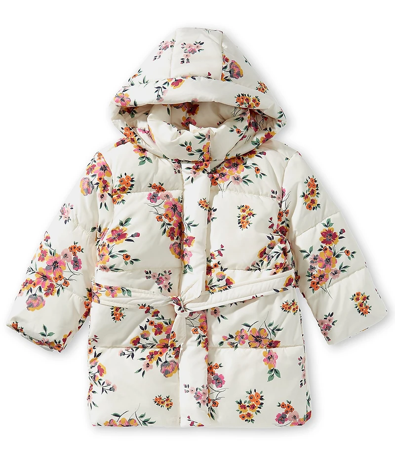 GB Little Girls Tie Waist Puffer Jacket