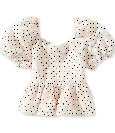 GB Little Girls Woven Babydoll Polka Dot Top