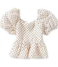 GB Little Girls Woven Babydoll Polka Dot Top