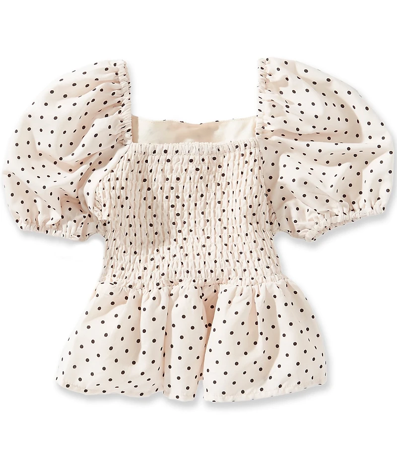 GB Little Girls Woven Babydoll Polka Dot Top