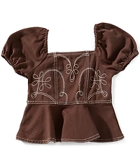 GB Little Girls Woven Western Embroidered Top