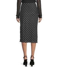 GB Mesh Dotted Side Slit Midi Skirt
