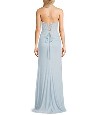 GB Mesh Embellished Cowl Neck Bodycon Long Dress