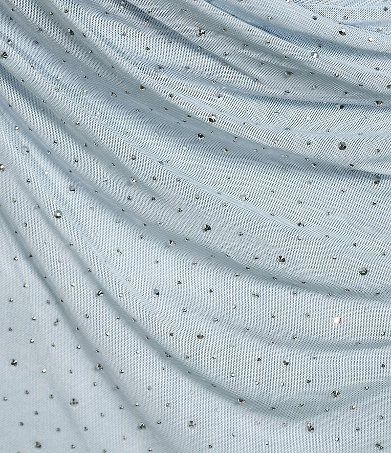 GB Mesh Embellished Cowl Neck Bodycon Long Dress