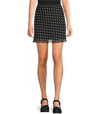 GB Mesh Ruffle Hem Polka Dot Mini Skirt