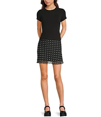 GB Mesh Ruffle Hem Polka Dot Mini Skirt