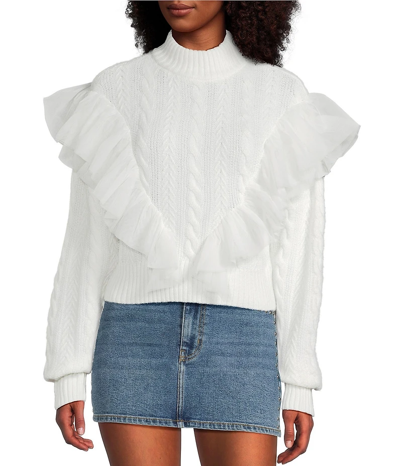 GB Mesh Tulle Cable Knit Sweater