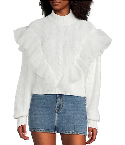 GB Mesh Tulle Cable Knit Sweater