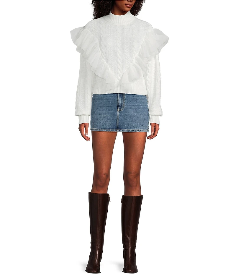 GB Mesh Tulle Cable Knit Sweater