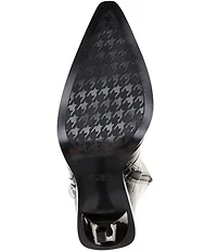 GB Mic-Drop Croco Embossed Leather Lace-Up Detail Stiletto Boot