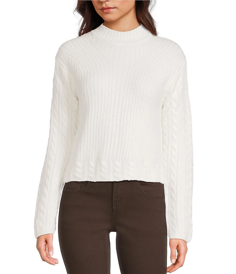 GB Mock Neck Cable Knit Sweater