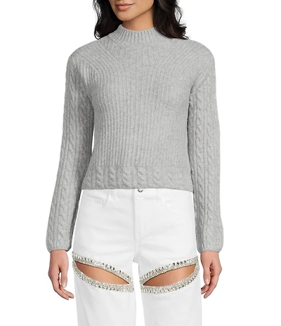 GB Mock Neck Cable Knit Sweater