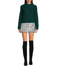 GB Mock Neck Cable Knit Sweater