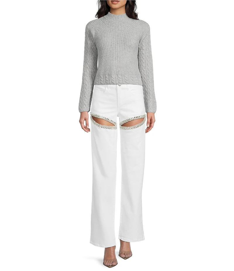 GB Mock Neck Cable Knit Sweater