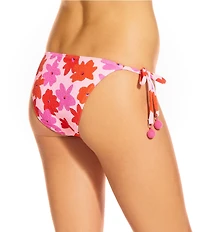 GB Modern Floral Scrunchie Textured Lettuce Edge Tie Side Hipster Swim Bottom