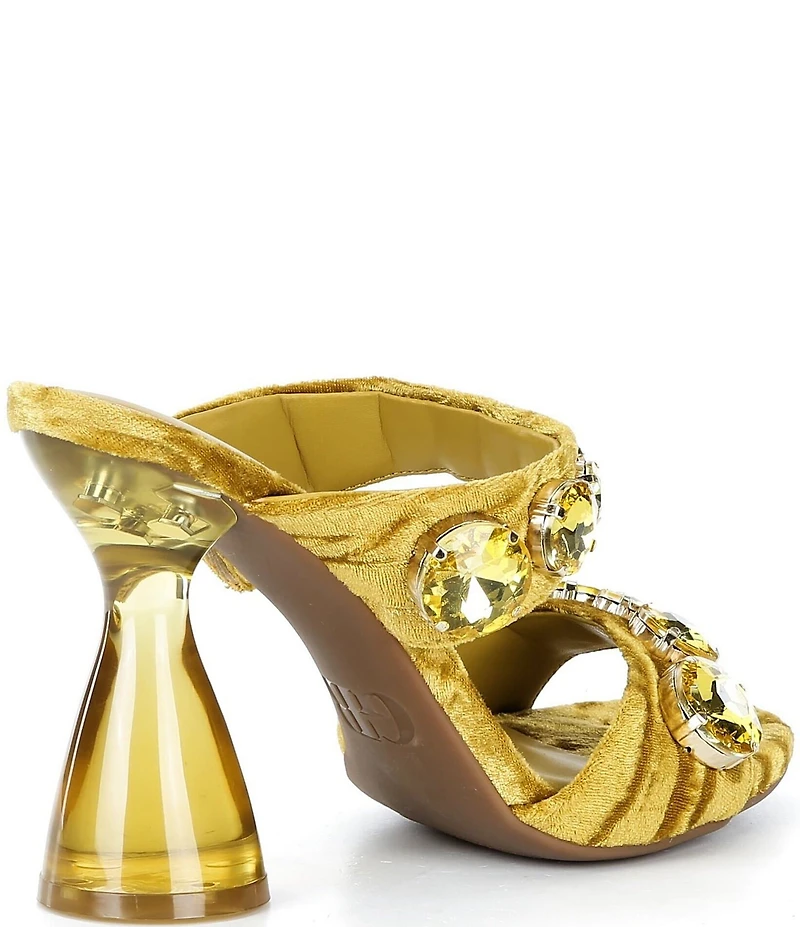 GB News-Flash Velvet Jewel Ornament Dress Slide Sandals