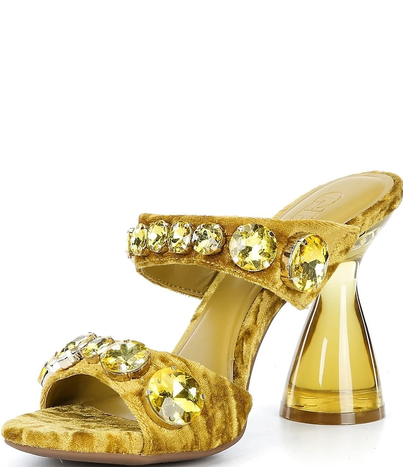 GB News-Flash Velvet Jewel Ornament Dress Slide Sandals