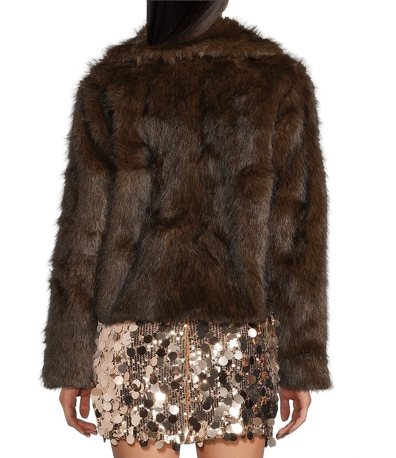 GB Notch Collar Faux Fur Coat