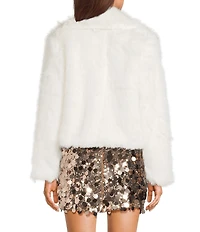 GB Notch Collar Solid Faux Fur Coat