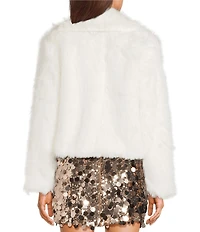 GB Notch Collar Solid Faux Fur Coat