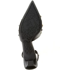 GB Office-Siren Leather Grommet and Stud Kitten Heel Slingback Pumps