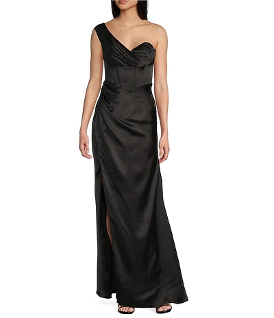 GB Social One Shoulder Satin Dress