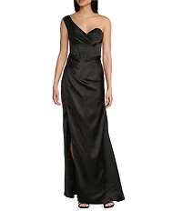 GB Social One Shoulder Satin Dress