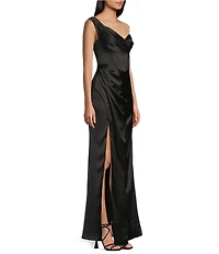 GB Social One Shoulder Satin Dress