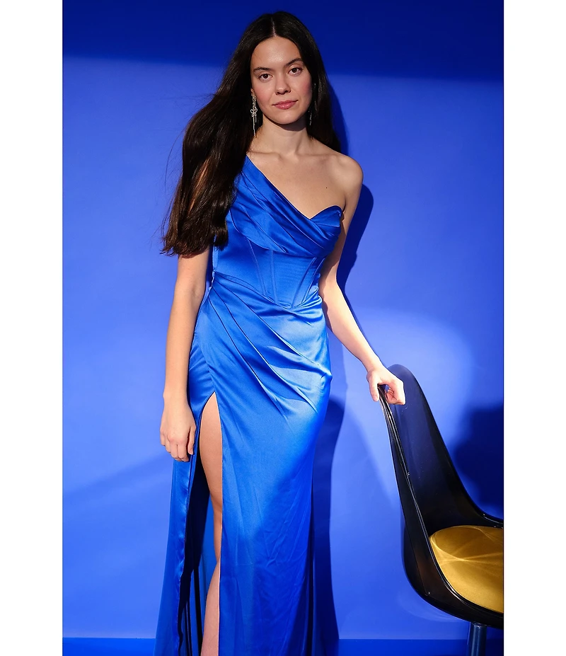 GB Social One Shoulder Satin Dress