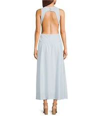 GB Open Back Boat Neck Drop Waist Maxi Dress
