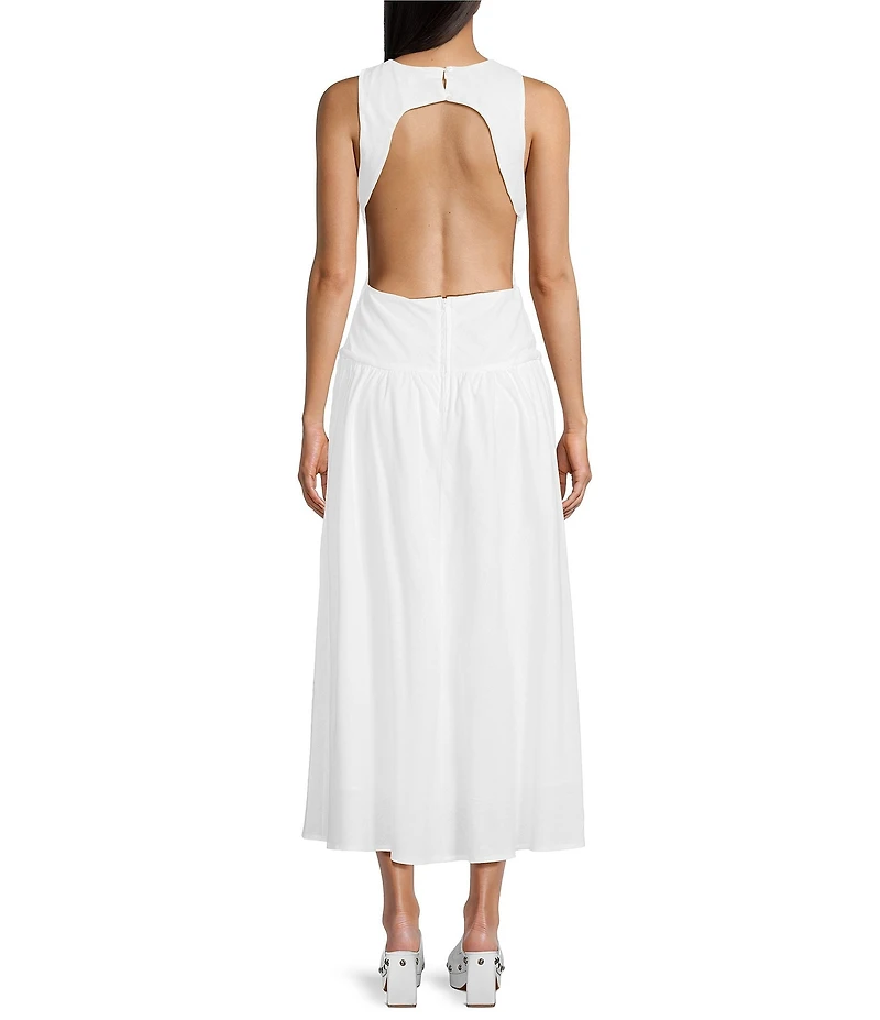 GB Open Back Boat Neck Drop Waist Maxi Dress
