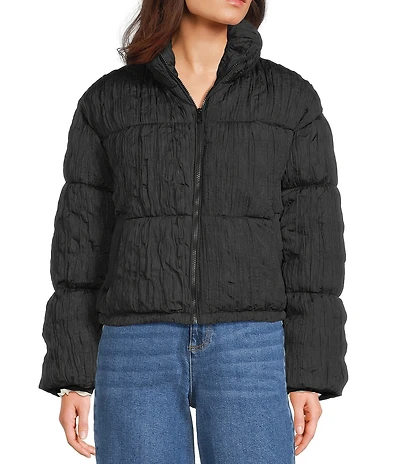 GB Pleated Collared Puffer Jacket