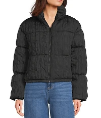 GB Pleated Collared Puffer Jacket