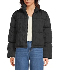 GB Pleated Collared Puffer Jacket